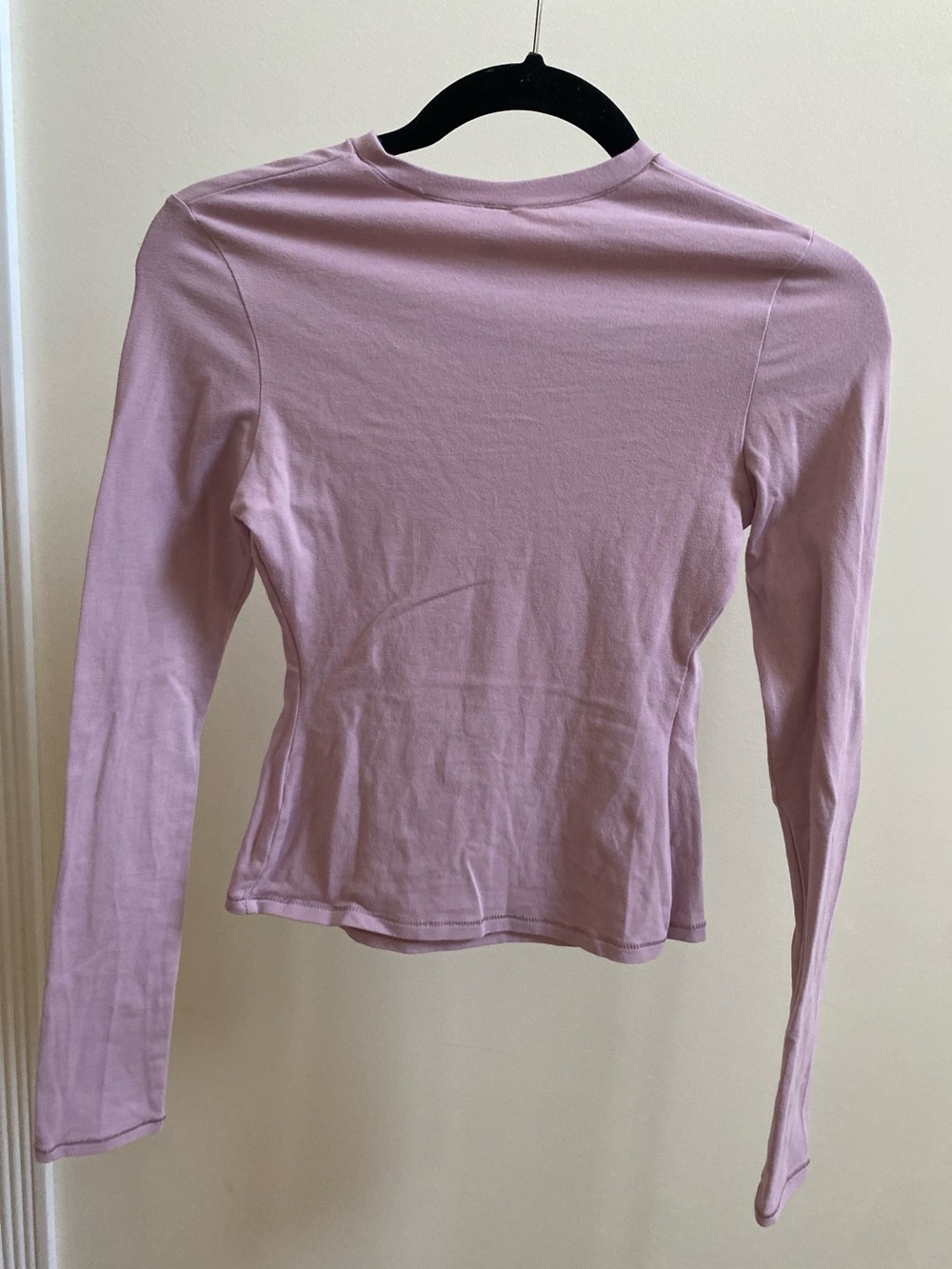 Skims stretch long sleeve cotton jersey crewneck shirt Dusk pink Sz S - Picture 4 of 6